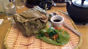 Stir fried rice in a bundle. at Non Viet Vegan in Glasgow