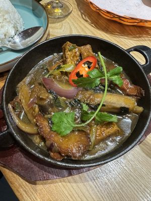 Tofu and green banana   at Non Viet Vegan in Glasgow