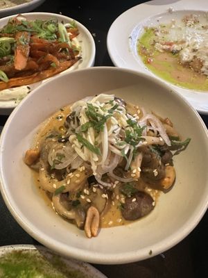 Mushrooms in peanut sauce   at Root in Wells