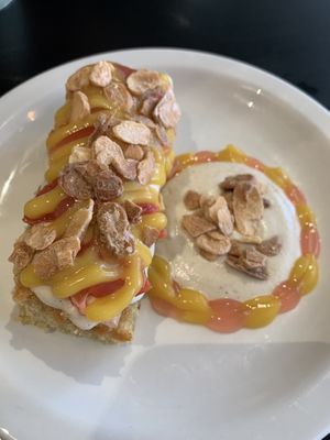 Almond and blood orange cake with custard    at Root in Wells