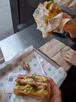 crispy chikn & spicy chikn at PLNT Burger - Bryant Park in New York City