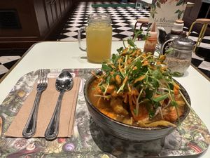 Moroccan Tajine with homemade lemonade😄 at Le Botaniste - Bryant Park in New York City