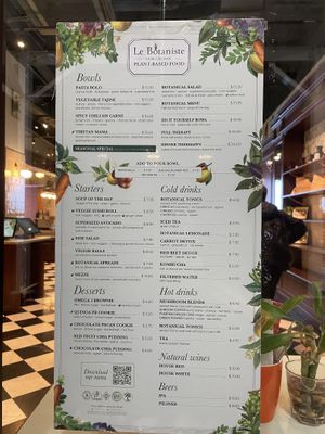 Menu  at Le Botaniste - Bryant Park in New York City