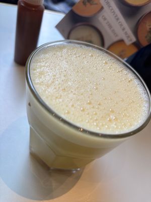 Golden fire with hot milk (not too strong, nice flavour)   at Le Botaniste - Bryant Park in New York City