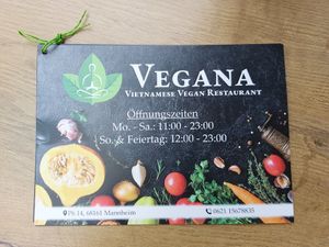 Menu front page at Vegana Vietnamese Restaurant in Mannheim