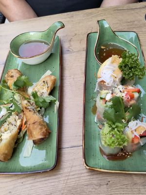 Vorspeisen: Frühlingsrollen und Sommerrollen at Vegana Vietnamese Restaurant in Mannheim