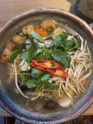 Pho with „beef“ (bun bo hue )  at Vegana Vietnamese Restaurant in Mannheim
