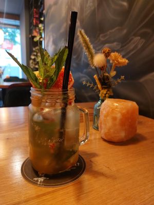 Homemade lemonade with lemon and kumquat at Vegana Vietnamese Restaurant in Mannheim