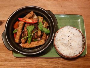 Tempura fish with tamarind sauce at Vegana Vietnamese Restaurant in Mannheim