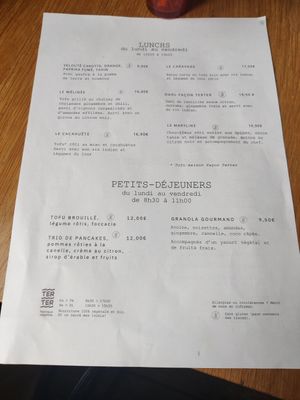 Menu at Terter in Brussels