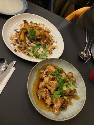 Pumpkin curry, cauliflower wings  at Terter in Brussels