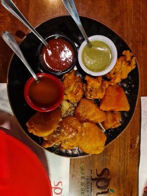 Fried vegetables in red lentils flour at Spice Cafe & Restaurant in Belgrade