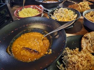 Masala lentil, spice salad, lime and penaut rice at Spice Cafe & Restaurant in Belgrade
