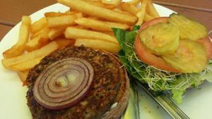 lentil burger at The Vegan Joint - Hollywood in Los Angeles