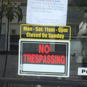 do you see how, on the sign, it says ";Closed On Sunday";?  at The Vegan Joint - Hollywood in Los Angeles