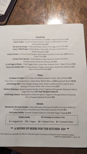 Menu pg 2 at The Public House in Charlotte