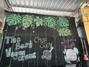 Vegan advertisement  at Fer's Grill House in Puerto Baquerizo Moreno