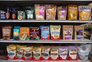 More stuff on shelves. at Madison Natural Foods in Marshall