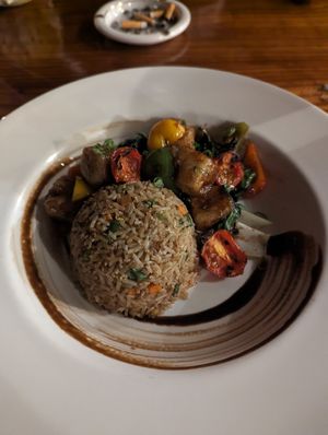 Vegan tofu dish at Trader Vic's Seychelles in Mahe