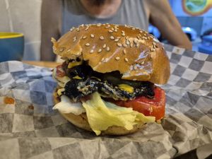 Portobello burger at Rebel's Diner in Cuernavaca