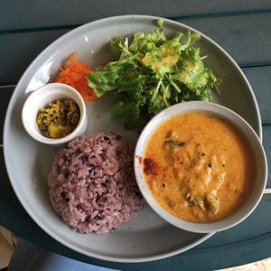 Vegan lunch plate  at Nuchigusa Cafe in Ishigaki