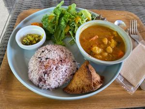 Curry plate  at Nuchigusa Cafe in Ishigaki