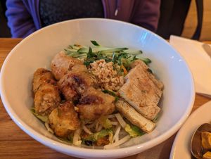 Vermicelli and nems at Vegebowl in Paris