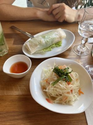 Papaya salad and summer roll  at Vegebowl in Paris