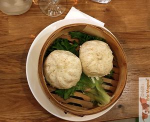 Bao with vegetables at Vegebowl in Paris