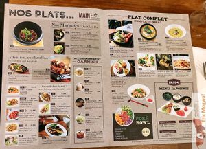 menu at Vegebowl in Paris