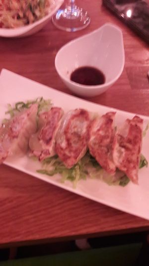 "Meat" dumplings at Vegebowl in Paris