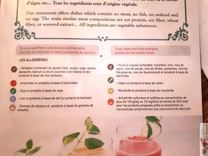 Allergens at Vegebowl in Paris