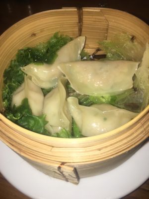 Steamed dumplings at Vegebowl in Paris