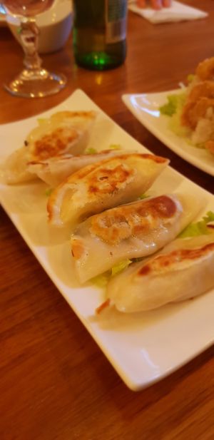 Chinese dumplings at Vegebowl in Paris