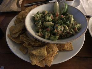 Guacamole and chips  at Quinoa in Las Condes