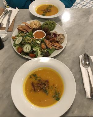 Pumpkin soups + Mezze  at Quinoa in Las Condes