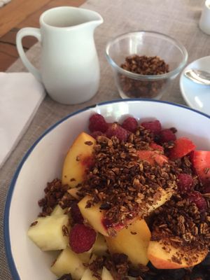 Granola with fruits and Oatmilk  at Quinoa in Las Condes