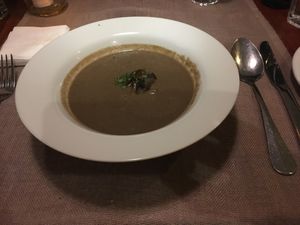 Soup of the day (mushrooms) at Quinoa in Las Condes
