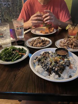 beans and rice, kale salad side and boiled peanuts were all delicious  at the HOOT in Columbia