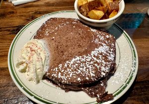 1/3 specials: peppermint mocha pancakes with a side of potatoes  at the HOOT in Columbia