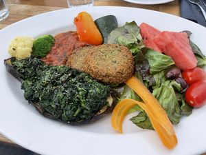 Eggplant and falafel  at Zum Beispiel in Porvoo