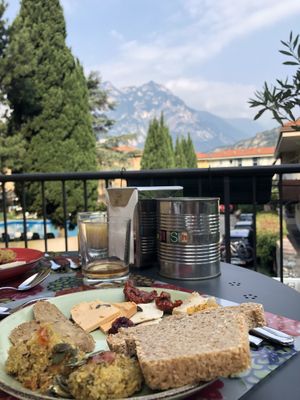 Vegan cheeses, vegan sausage and bread at La Casota in Nago-torbole