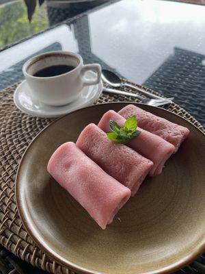 Dadar gulung. a but flavorless and dry filling imo  at Munduk Farm House in Munduk