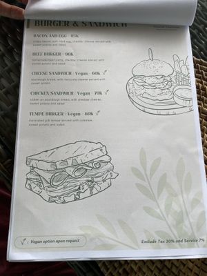 Burger & Sandwich Menu, Sept. 7, 2024  at Munduk Farm House in Munduk