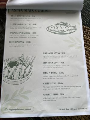 Asian Mains Menu, Sept. 7, 2024  at Munduk Farm House in Munduk