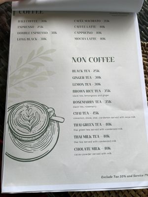Coffee Menu, Sept. 7, 2024  at Munduk Farm House in Munduk