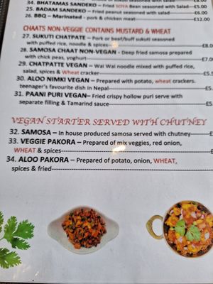 Menu at Annapurna Nepalese Restaurant in Folkestone