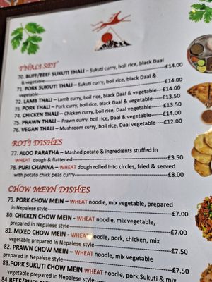Menu at Annapurna Nepalese Restaurant in Folkestone