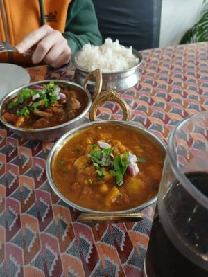 Mushroom curry, Aloo channa at Annapurna Nepalese Restaurant in Folkestone