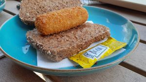 Broodje Oesterzwam (Oyster mushroom croquette sandwich) at Duincafé de Kennemerduinen in Overveen